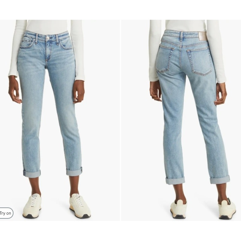 Rag & Bone Dre Low-Rise Boyfriend Jeans Light Wash Size 25